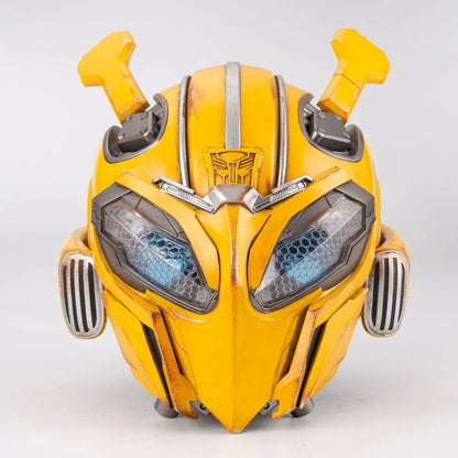 Yellow mask with detailed design on a white background